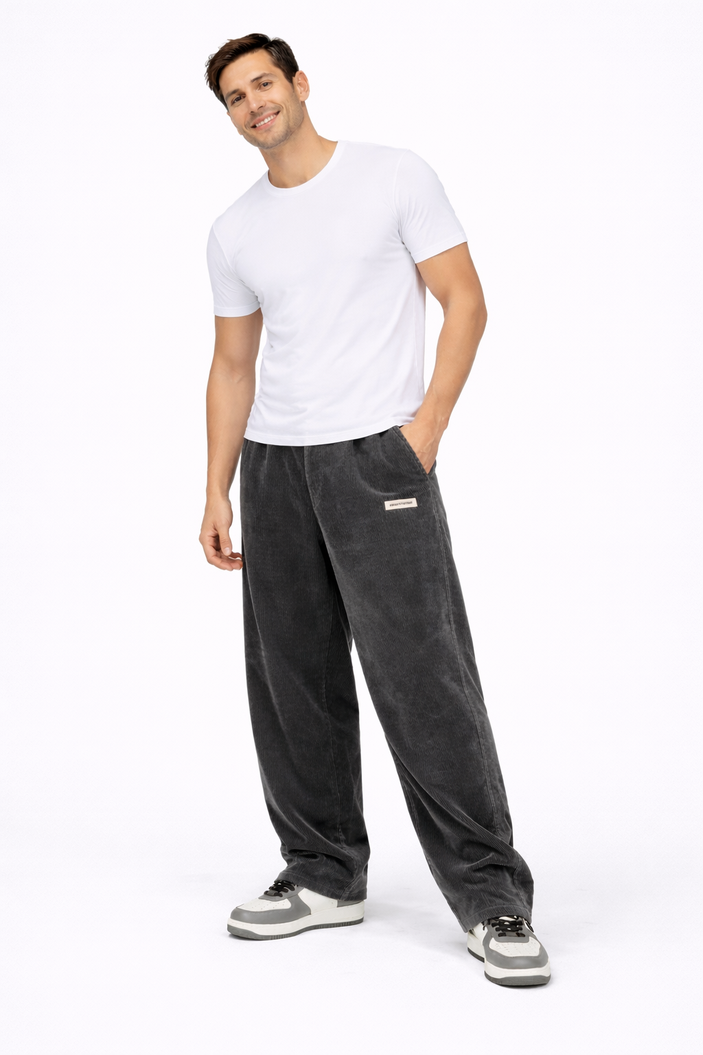 Parker Pantalon Homme en Velours Côtelé Loose Fit – Coupe Droite Décontractée & Style Streetwear Moderne