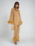 Harlow Ensemble Femme – Ensemble Deux Pièces Élégant avec Finitions à Plumes & Coupe Ample