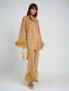 Conjunto Harlow para Mujer – Elegante Conjunto de Dos Piezas con Plumas y Corte Holgado