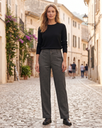 Pantaloni Sydney Donna – Pantaloni Vita Alta Gamba Dritta con Tasche e Vita Elastica