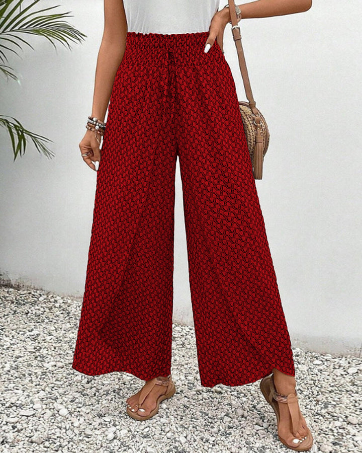 Ashley Pantalon Large Femme – Taille Haute Élégante avec Coupe Fluide et Imprimé Chic