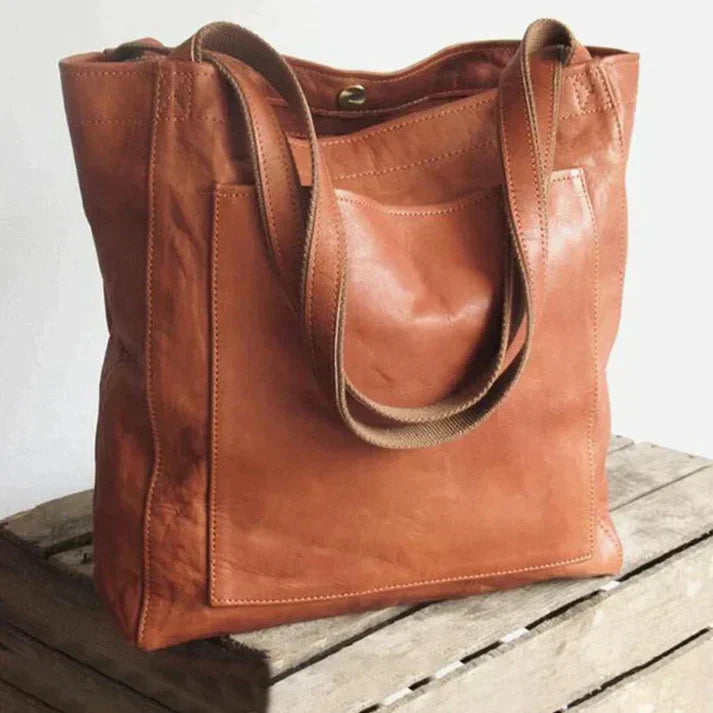 Aurélie Sac Cabas Femme – Grand Sac en Cuir Véritable avec Compartiments & Longues Anses