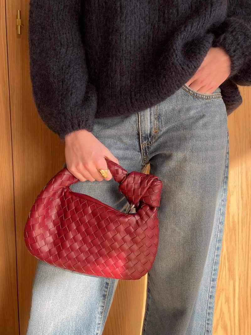 Olivia Sac Mini Tressé Femme – Sac Élégant Effet Métallisé avec Design Tissé Moderne