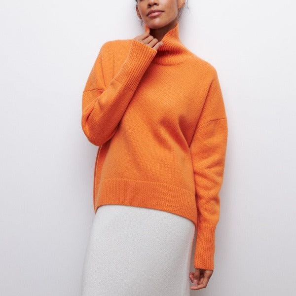 Jessica Pull Femme Hiver – Pull en Maille Douce avec Col Roulé et Coupe Ample Élégante