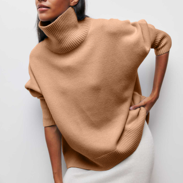 Jessica Pull Femme Hiver – Pull en Maille Douce avec Col Roulé et Coupe Ample Élégante