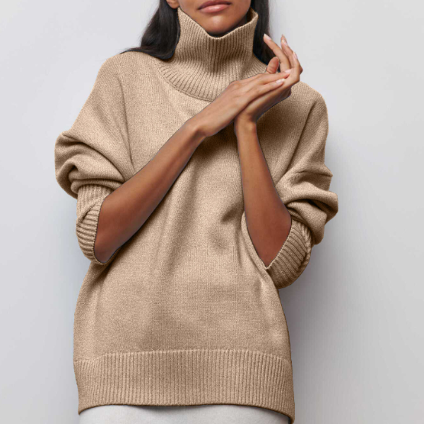 Jessica Pull Femme Hiver – Pull en Maille Douce avec Col Roulé et Coupe Ample Élégante