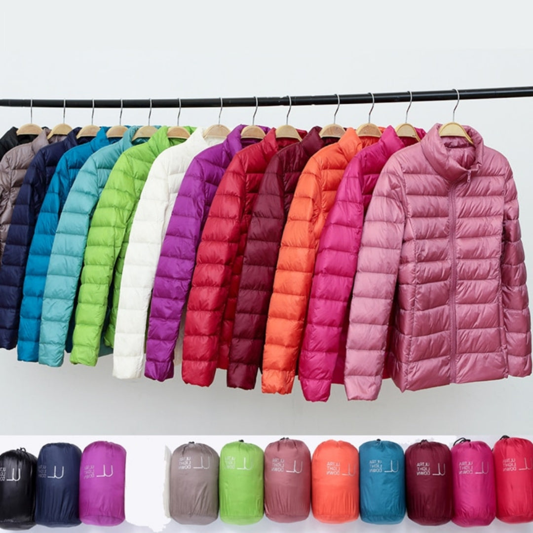 Rachel Veste Femme – Doudoune Ultra-Légère Imperméable avec Col Montant et Pochette de Rangement