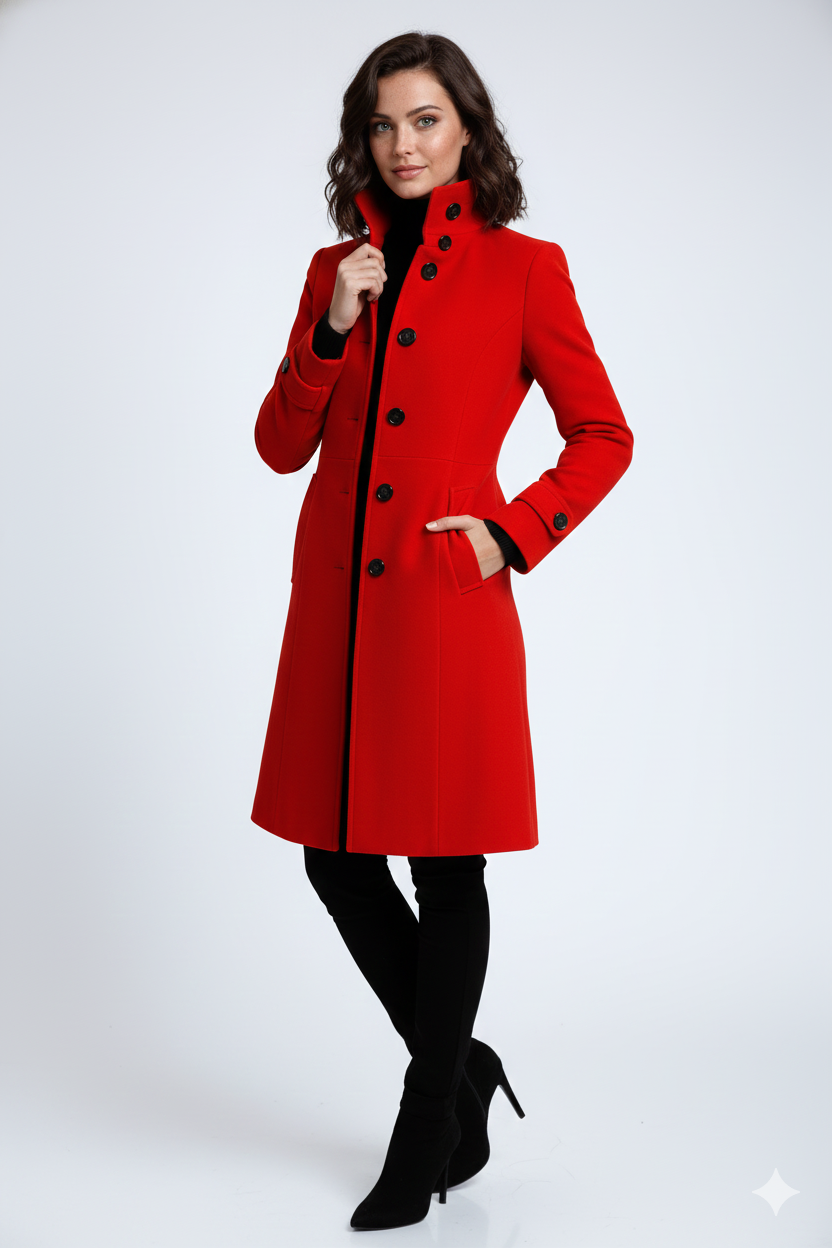 Evelisse Trench Femme d'Hiver – Manteau Élégant avec Col Montant et Coupe Cintrée Intemporelle