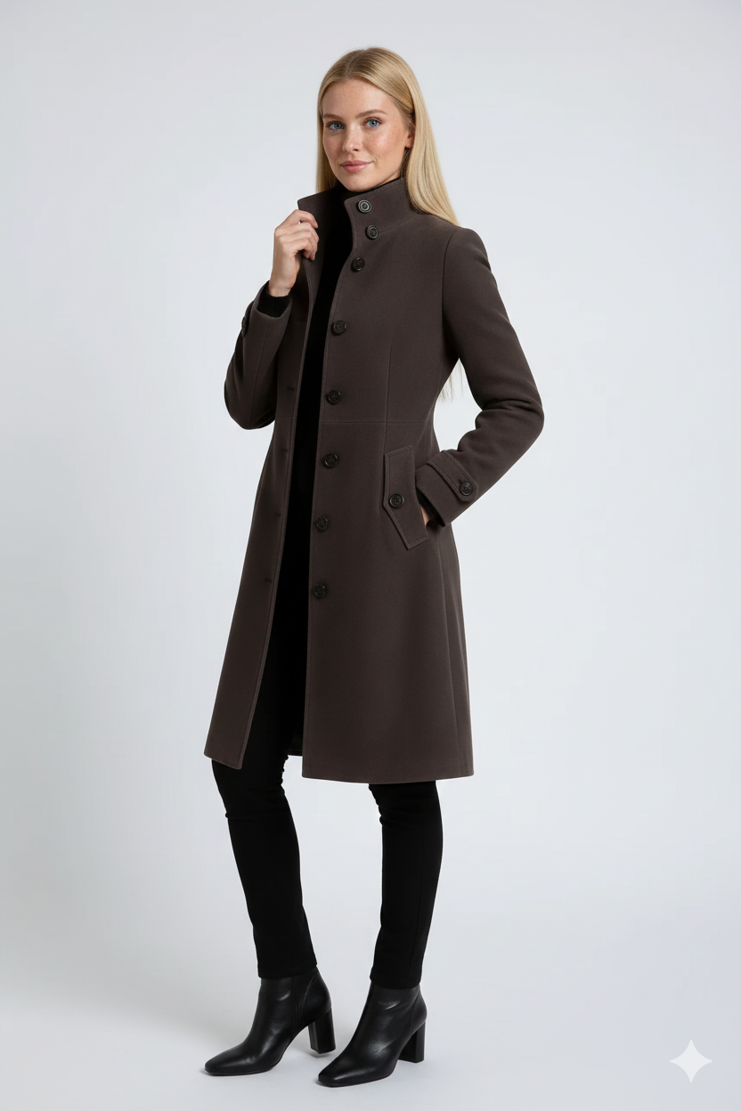 Evelisse Trench Femme d'Hiver – Manteau Élégant avec Col Montant et Coupe Cintrée Intemporelle