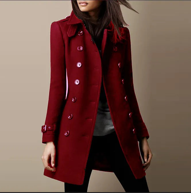 Pauline Manteau Femme en Laine – Manteau Long Élégant à Coupe Moderne & Style Intemporel