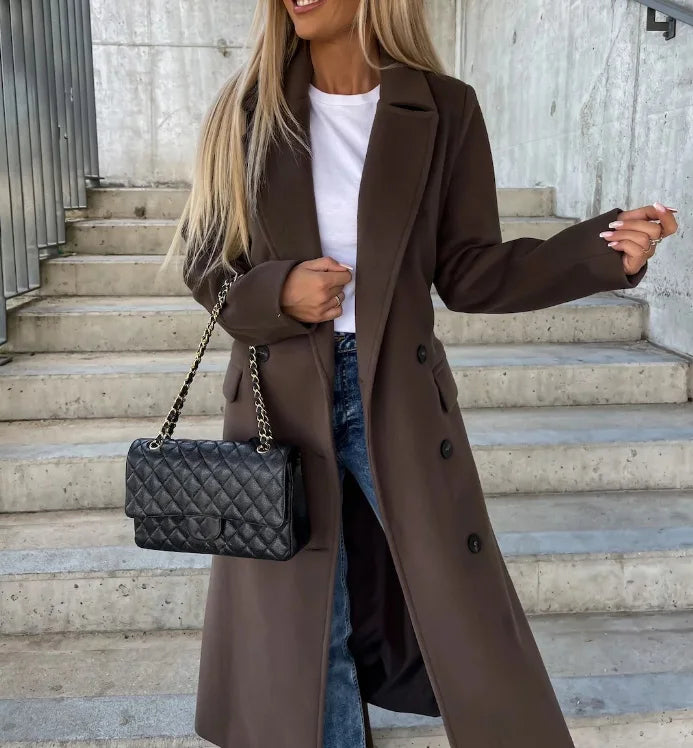 Victoria Manteau Long Femme – Trench Élégant avec Ceinture et Doublure Chaude pour l'Hiver