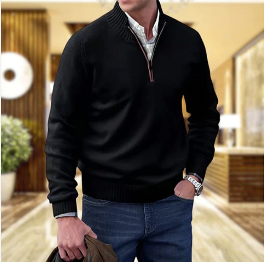 Jack Pull Homme – Pull Demi-Zip en Maille Douce avec Col Montant et Coupe Moderne