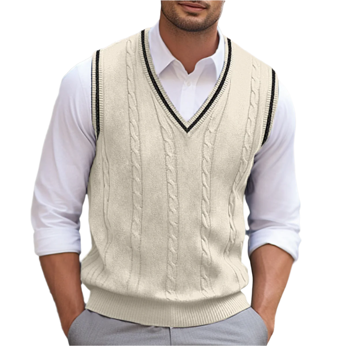 Connor Pull Homme Sans Manches – Pull à Col V Élégant et Confortable au Style Moderne