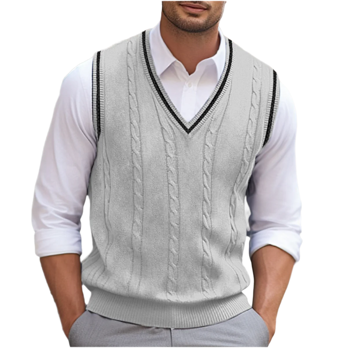 Connor Pull Homme Sans Manches – Pull à Col V Élégant et Confortable au Style Moderne