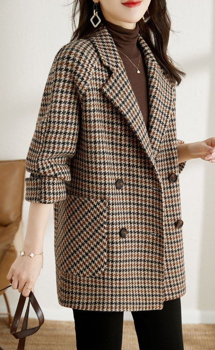 Chelsea Veste à Carreaux Femme – Manteau Oversize à Double Boutonnage au Charme Vintage