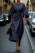 Valentina Robe Élégante Femme – Robe Cintrée avec Manches Lanternes et Taille Ajustable
