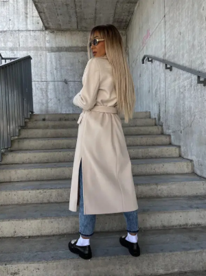 Victoria Manteau Long Femme – Trench Élégant avec Ceinture et Doublure Chaude pour l'Hiver