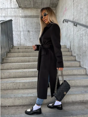 Victoria Manteau Long Femme – Trench Élégant avec Ceinture et Doublure Chaude pour l'Hiver