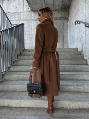 Victoria Manteau Long Femme – Trench Élégant avec Ceinture et Doublure Chaude pour l'Hiver