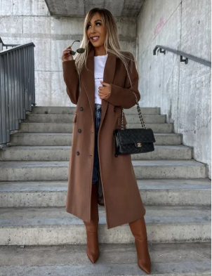 Victoria Manteau Long Femme – Trench Élégant avec Ceinture et Doublure Chaude pour l'Hiver