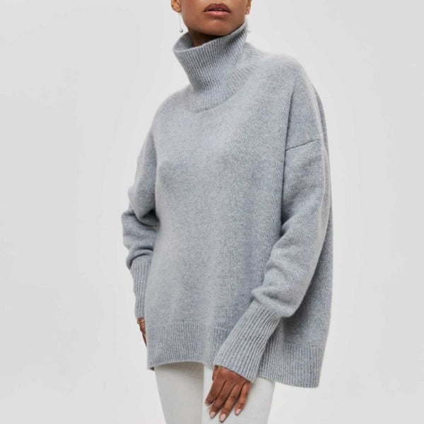 Jessica Pull Femme Hiver – Pull en Maille Douce avec Col Roulé et Coupe Ample Élégante