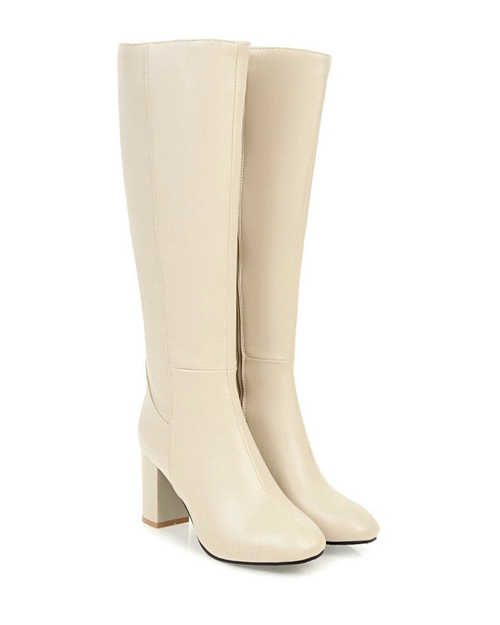 Avery Botines de Mujer – Botas Altas de Tacón Cuadrado con Cremallera Lateral y Estilo Elegante