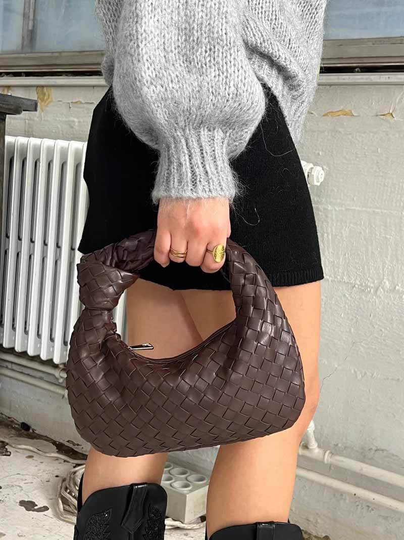 Olivia Sac Mini Tressé Femme – Sac Élégant Effet Métallisé avec Design Tissé Moderne