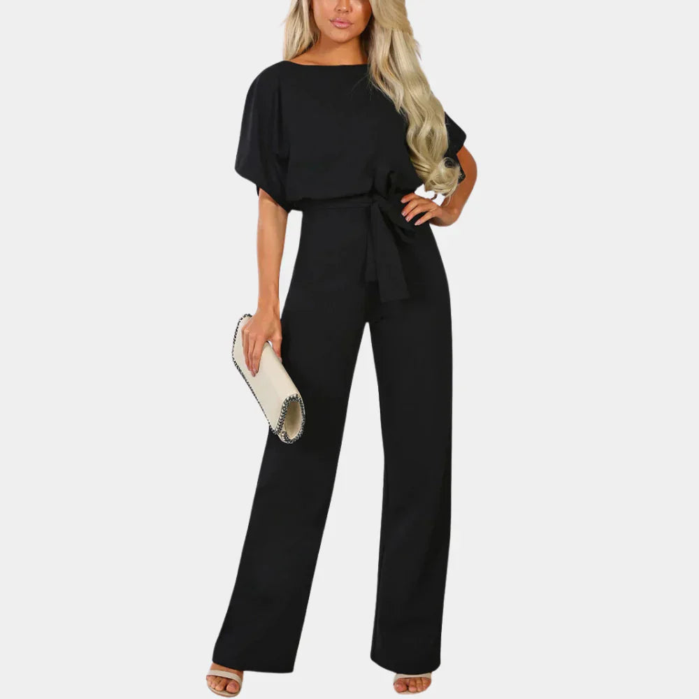 Natalie Combinaison Femme – Combinaison Élégante à Jambes Larges avec Ceinture à Nouer