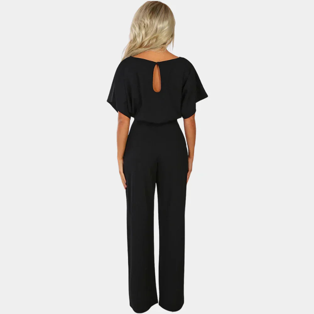 Natalie Combinaison Femme – Combinaison Élégante à Jambes Larges avec Ceinture à Nouer