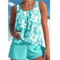 Ashley Tankini Femme – Maillot de Bain Fleuri Deux Pièces avec Short & Coupe Sans Manches Confortable