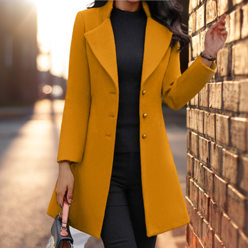 Scarlett Manteau en Laine Mélangée pour Femme – Veste d’Hiver Ajustée au Design Classique et Élégant