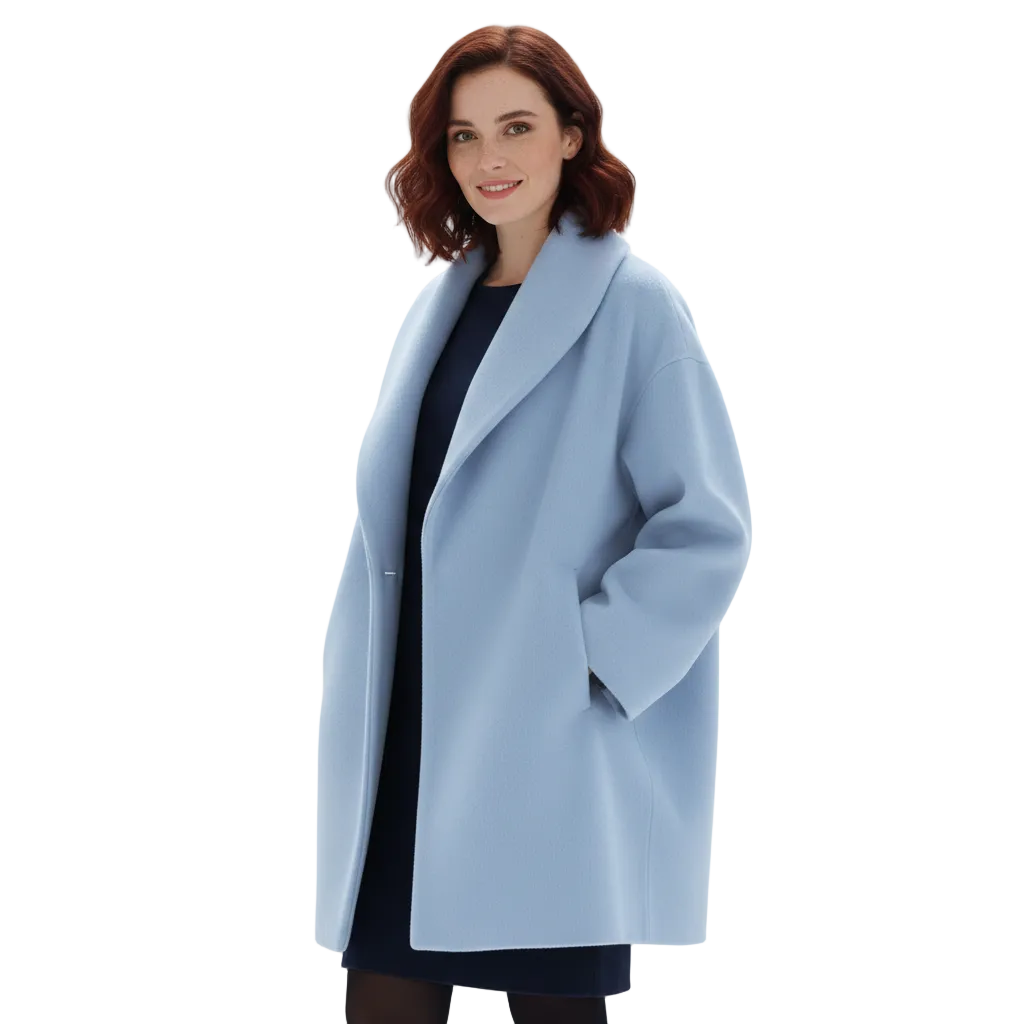 Thaelia Manteau Oversize Femme – Manteau Long Élégant avec Revers Larges et Coupe Fluide
