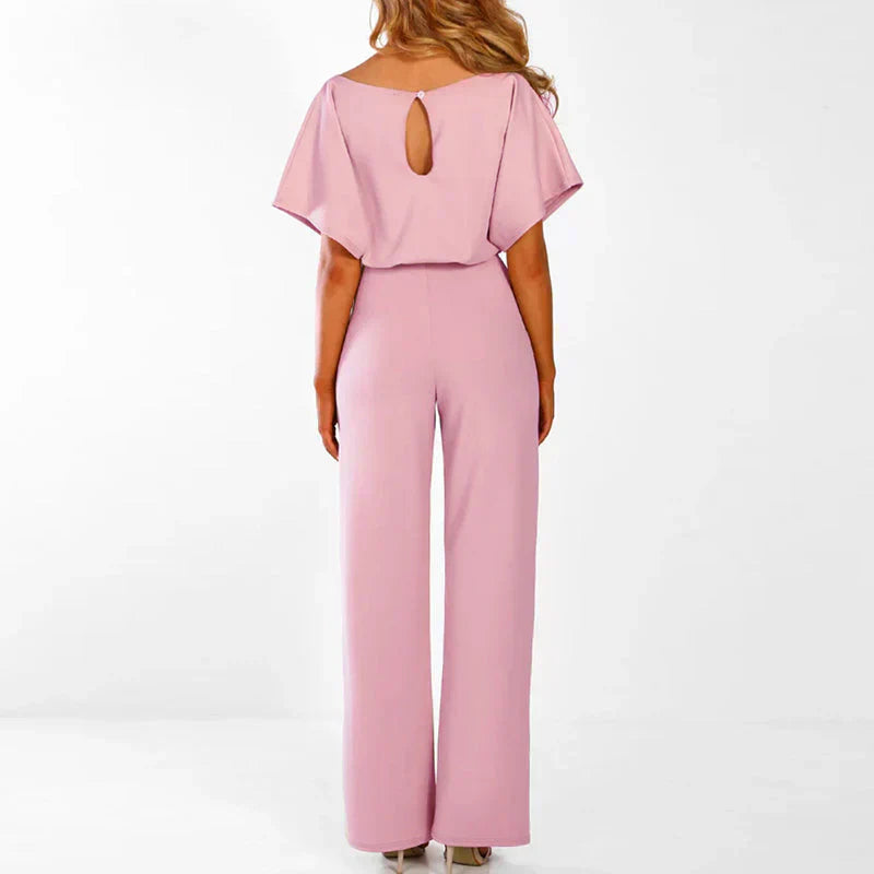 Natalie Combinaison Femme – Combinaison Élégante à Jambes Larges avec Ceinture à Nouer
