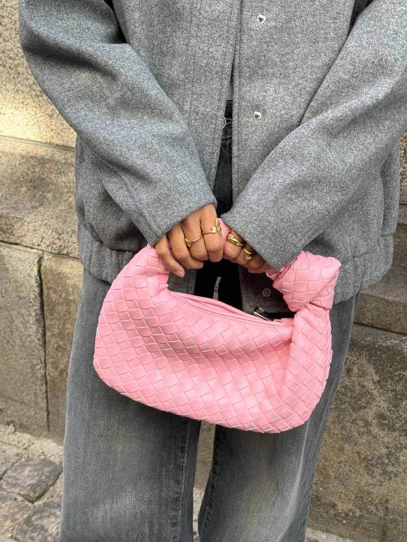 Olivia Sac Mini Tressé Femme – Sac Élégant Effet Métallisé avec Design Tissé Moderne