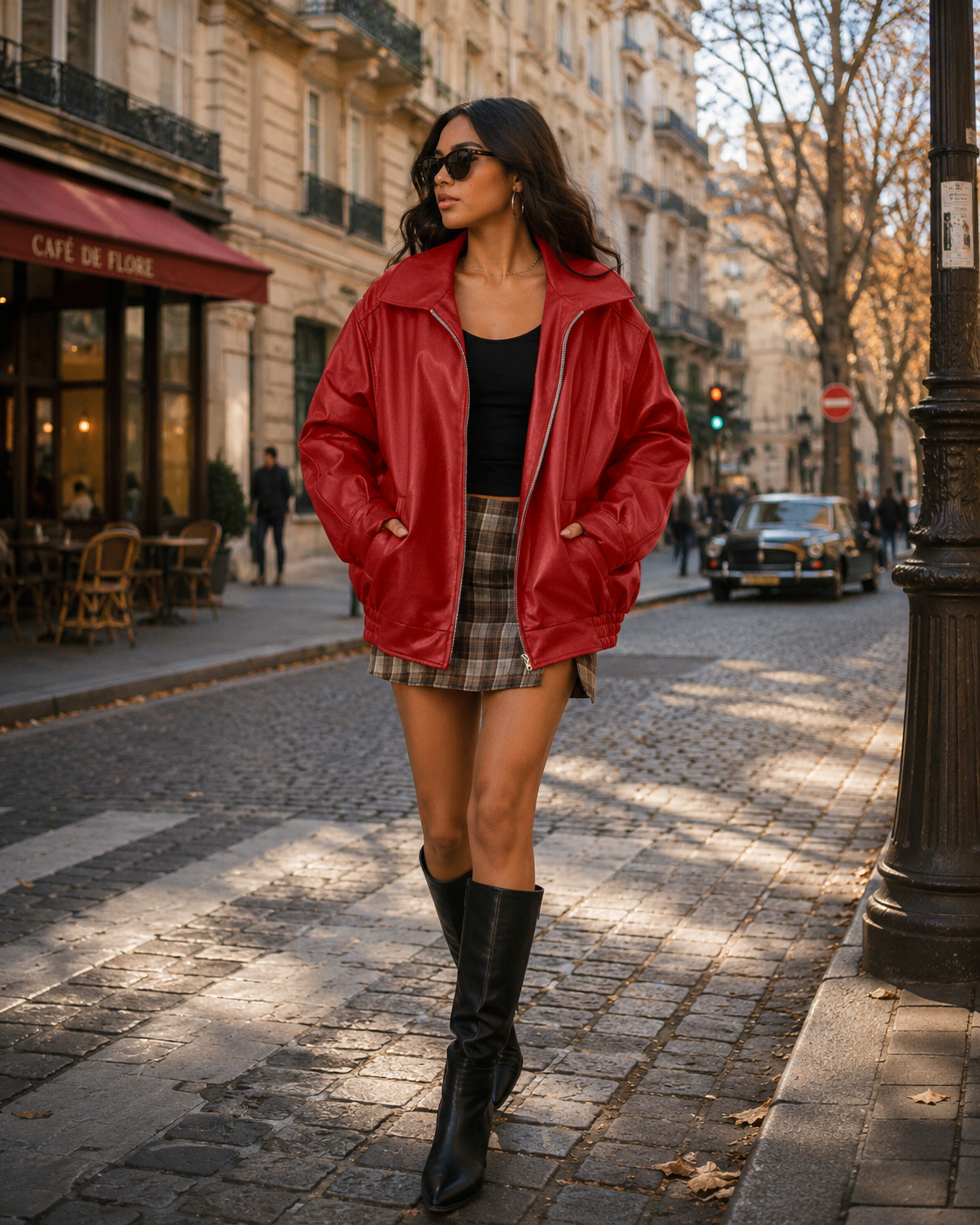 Winona Veste femme effet cuir – Coupe oversize, fermeture zippée, poches latérales