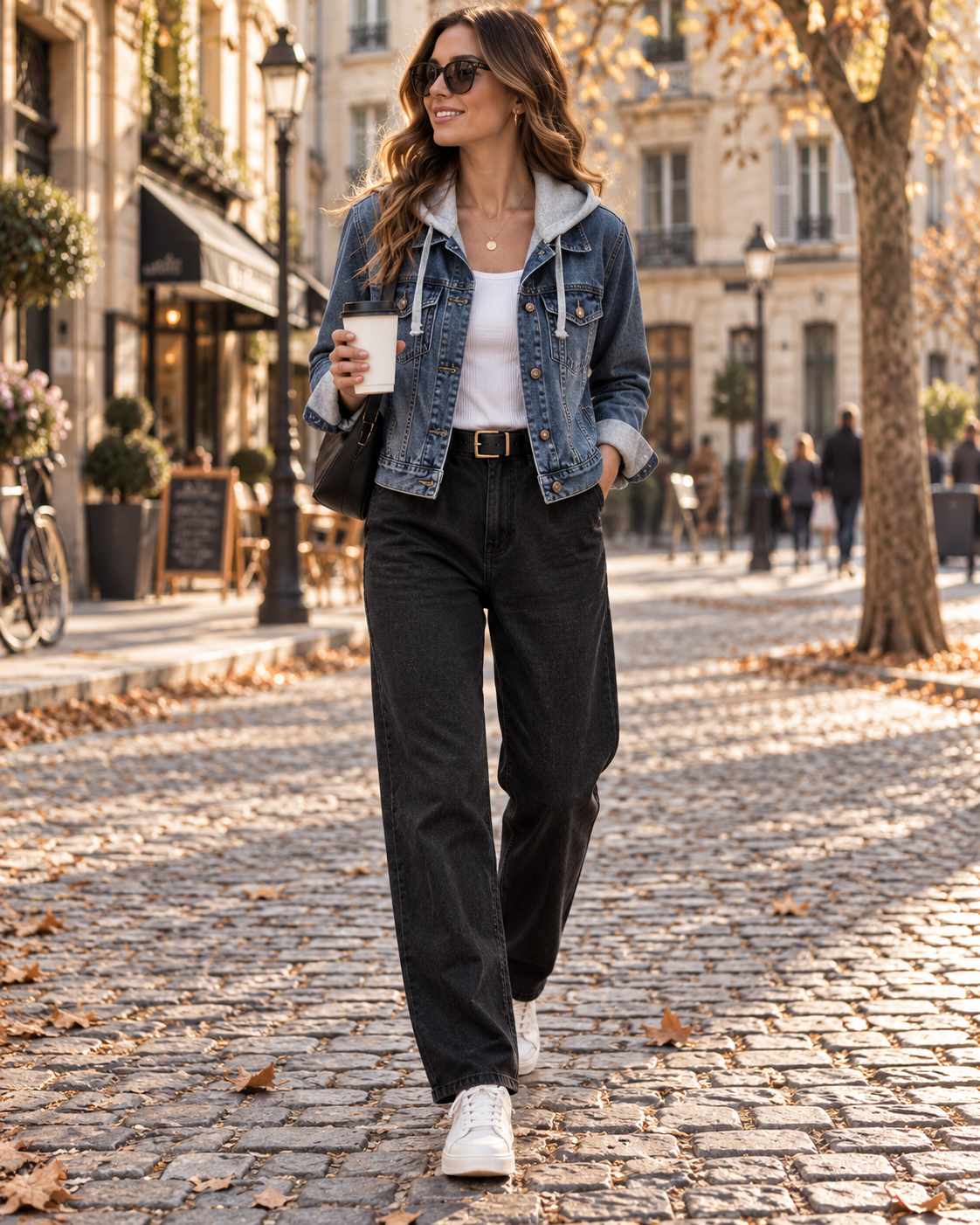 Desiree Veste en Jean Femme – Capuche Amovible, Manches Longues et Poches Poitrine