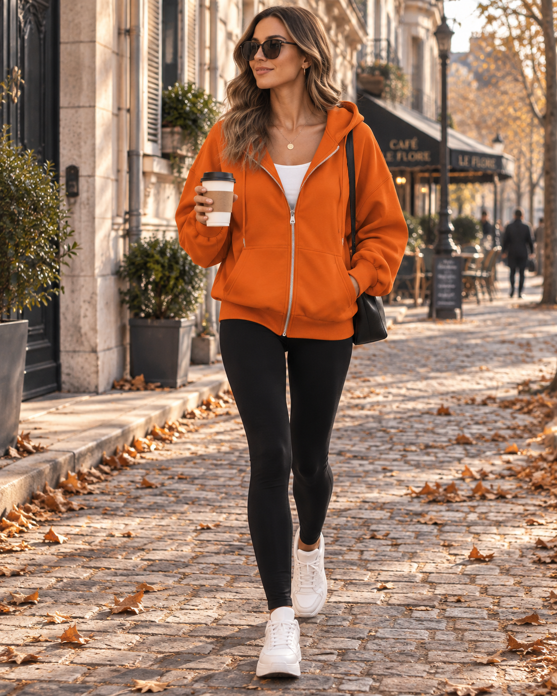 Mila Sweat à Capuche Court Femme – Zip Intégral, Coupe Ample et Poches Avant