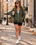 Vernie Sweat à Capuche Femme – Oversize, Doublure Polaire, Zip Intégral et Poches