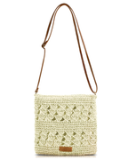 Bianca Sac Bandoulière Femme – Sac en Paille Tressée Bohème Fermeture Zip Bandoulière Réglable