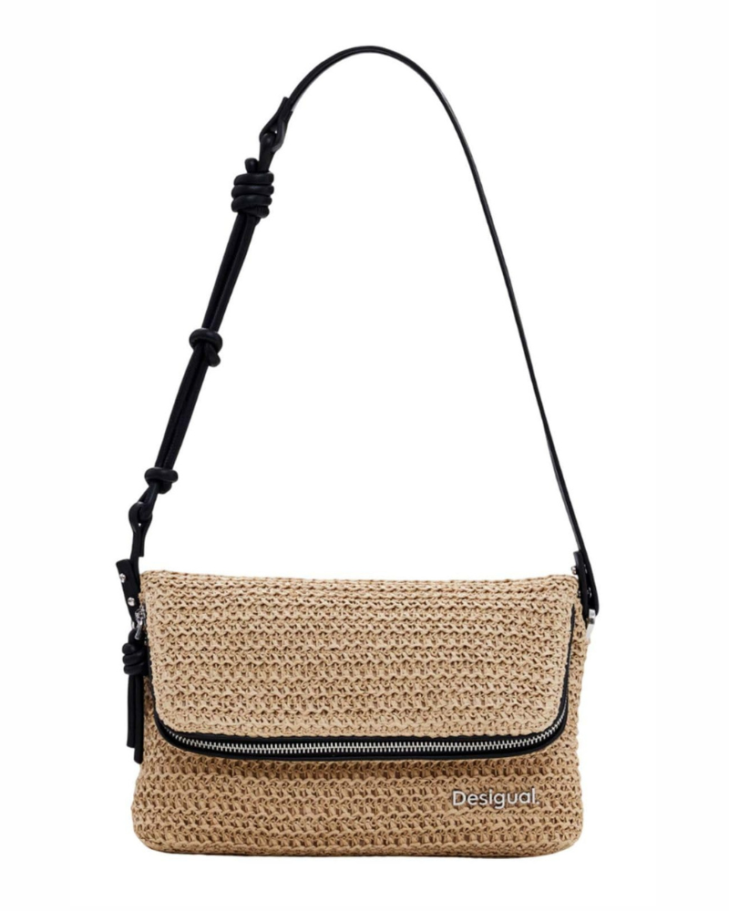 Sadie Sac à Main Femme – Sac Épaule en Raphia Anses Interchangeables Fermeture Zip