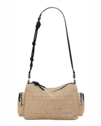 Madeline Borsa a Tracolla Donna – Piccola Borsa in Rafia con Chiusura a Zip e Tasche Multiple