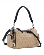 Madeline Borsa a Tracolla Donna – Piccola Borsa in Rafia con Chiusura a Zip e Tasche Multiple