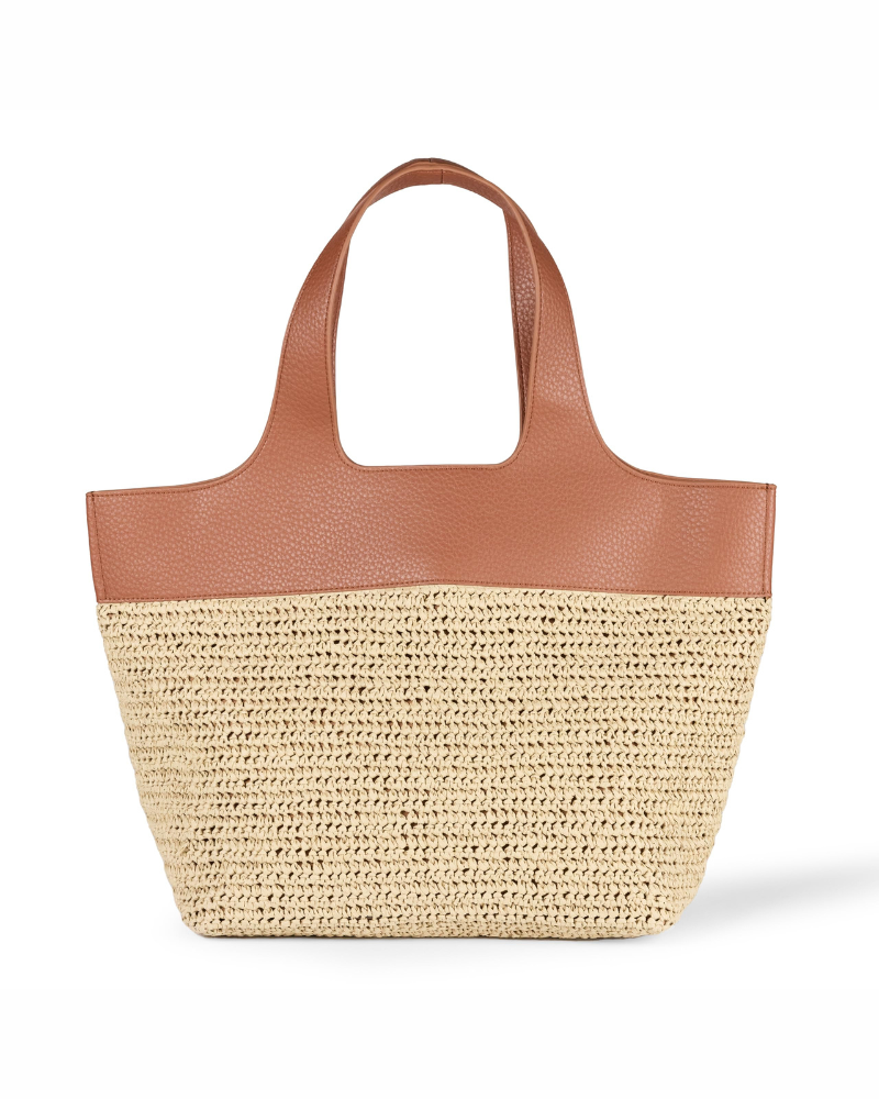 Aubrey Sac Cabas Femme – Grand Tote en Similicuir ou Raphia Fermeture Magnétique