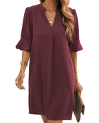 Mallory Vestito da Donna – Vestito Corto con Scollo a V Fluido, Maniche Corte e Taglio Ampio