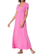 Vestido Largo Elowen Mujer – Vestido Maxi de Cintura Imperio con Cuello en V y Mangas Dolman de Jersey Elástico