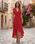 Abito Lungo Oaklyn Donna – Abito Maxi Floreale con Scollo a V Cintura da Annodare Orlo Asimmetrico