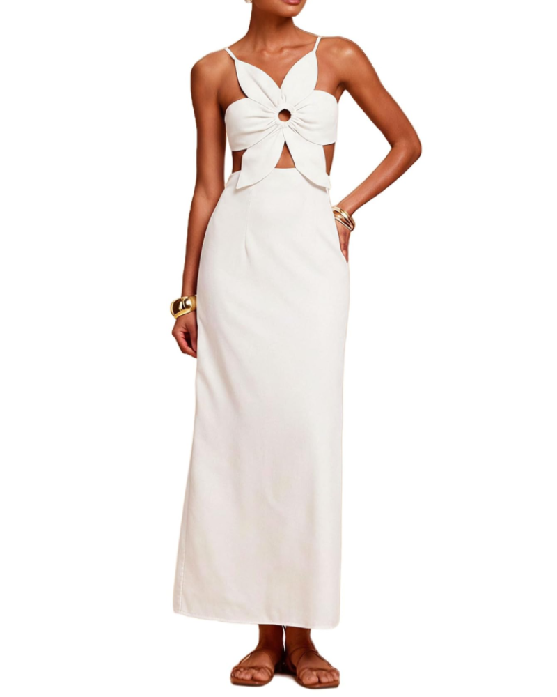 Bianca Robe Femme – Robe Dos Nu à Découpe avec Bustier Pétale et Coupe Élégante
