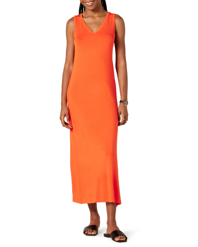 Ariadne Robe Longue Femme – Robe Maxi Débardeur Col V Jersey Extensible avec Fentes Latérales