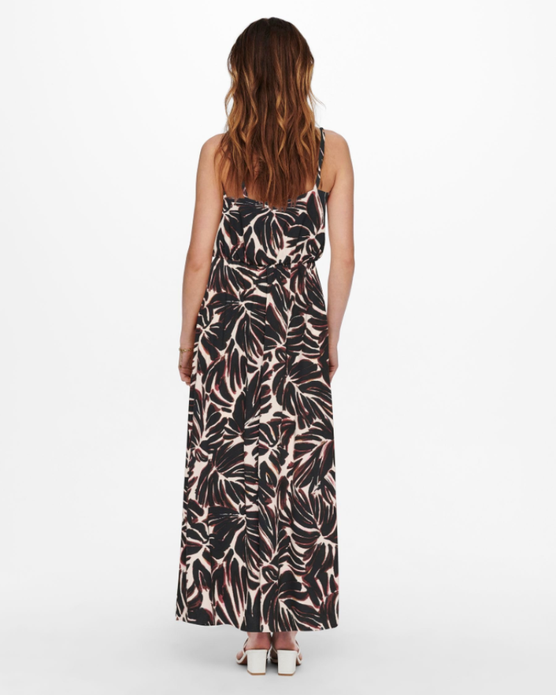 Aubrielle Robe Longue Femme – Robe Maxi Imprimée Sans Manches Col Rond avec Ceinture Nouée