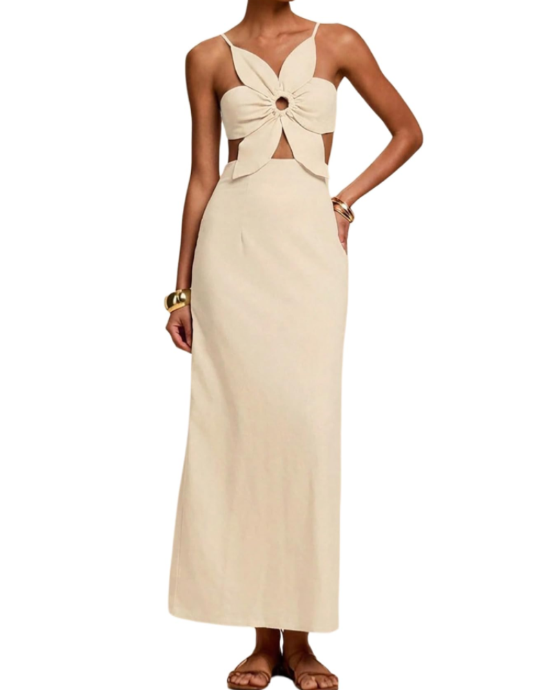 Bianca Robe Femme – Robe Dos Nu à Découpe avec Bustier Pétale et Coupe Élégante